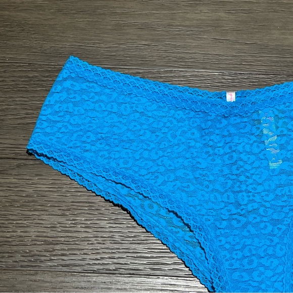 Victoria's Secret PINK Floral Lace Sheer Turquoise Cheeky Panty Large - Picture 3 of 11